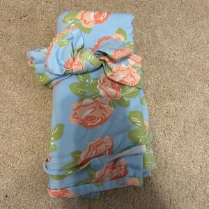 Floral Blue and Peach Blanket